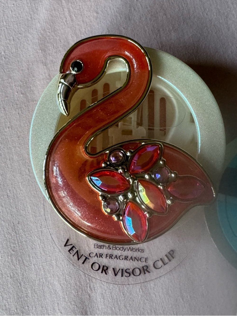 Bath & Body Works Shimmery Coral Flamingo Vent Clip with Jewel Accents